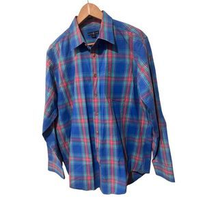 Brewer's Lantern Mens Pima Cotton Plaid Button Down Shirt Multi-Color Size Large
